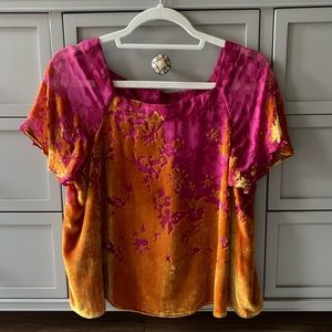 Maeve from Anthropologie Flutter Sleeve Velvet Top